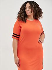 Plus Size Favorite T-Shirt Varsity Dress - Super Soft Orange , , alternate