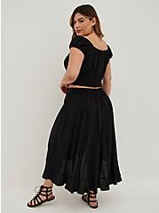 Plus Size Smocked Crop Top & Hi-Lo Skirt Set - Challis Black, DEEP BLACK, alternate
