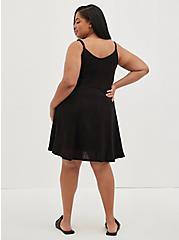 Trapeze Mini Dress - Pucker Woven Black, DEEP BLACK, alternate