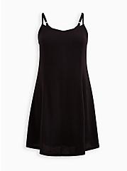 Trapeze Mini Dress - Pucker Woven Black, DEEP BLACK, hi-res