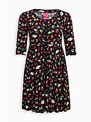 Plus Size Betsey Johnson Raglan Babydoll Dress - Super Soft Convo Black, MULTI, hi-res