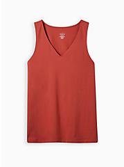 Plus Size Deep V-Neck Tank - Foxy Rust, RED, hi-res