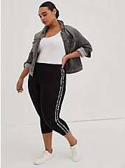 Plus Size Crop Premium Legging - Double Stripes Black, BLACK, hi-res
