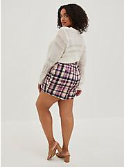 Plus Size Paperbag Shorts - Lightweight Ponte Plaid, PLAID, alternate
