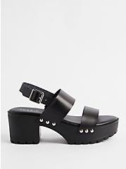 Plus Size Double Band Heel Shoe - Faux Leather Black (WW), BLACK, alternate