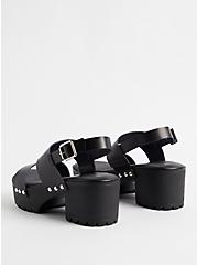 Plus Size Double Band Heel Shoe - Faux Leather Black (WW), BLACK, alternate