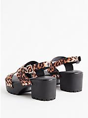 Plus Size Double Band Heel Shoe - Faux Leather Leopard (WW), LEOPARD, alternate