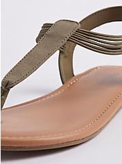 Plus Size T-Strap Sandal - Stretch Canvas Olive (WW), OLIVE, alternate
