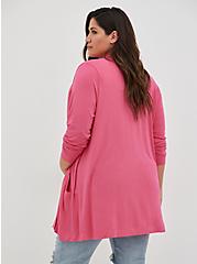 Plus Size Open Front Cardigan - Super Soft Pink, PINK, alternate