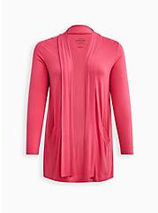 Plus Size Open Front Cardigan - Super Soft Pink, PINK, hi-res
