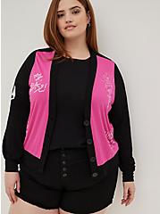LoveSick Button-Front Cardigan - Super Soft Black & Pink, BLACK, hi-res