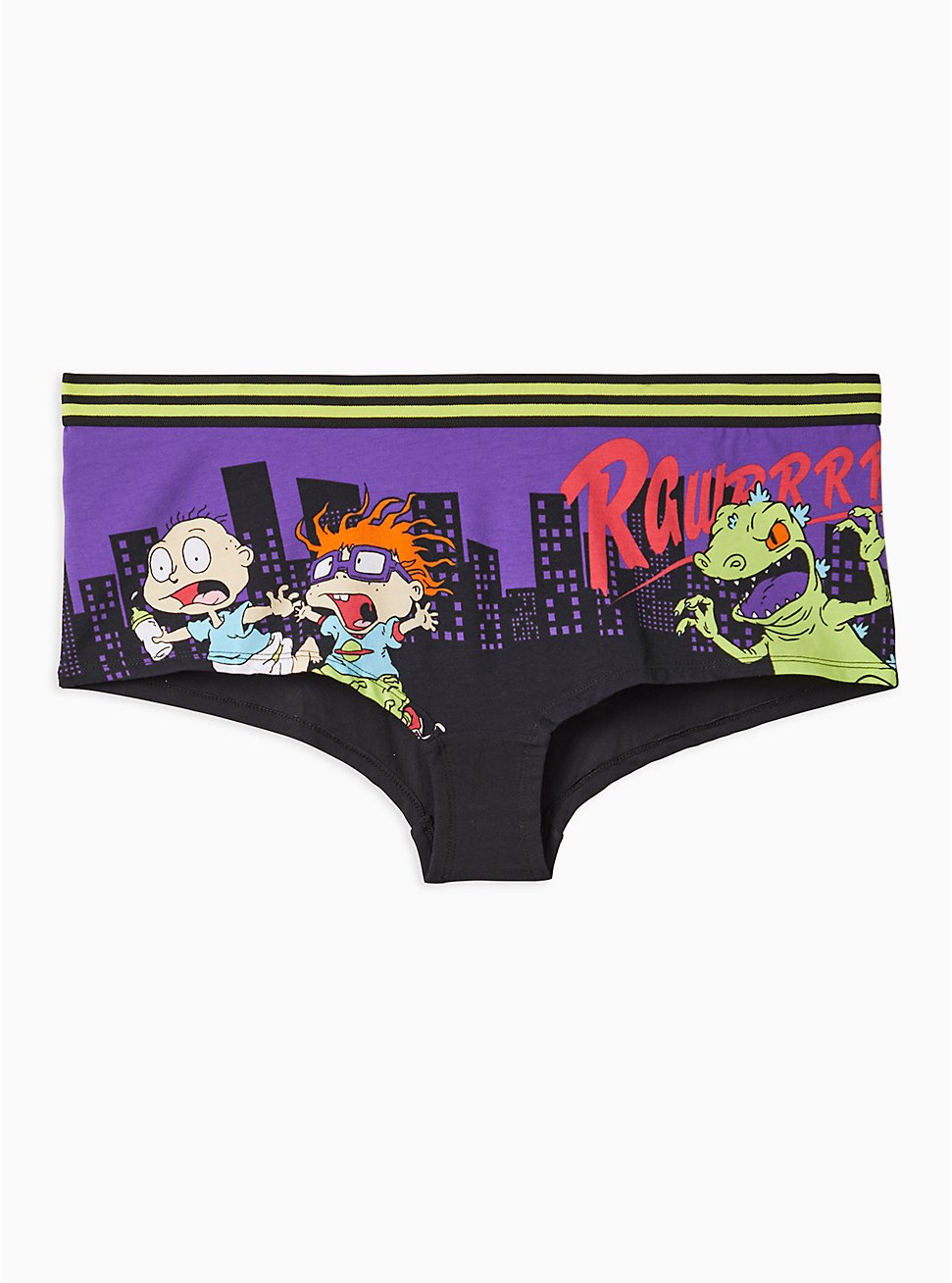 Plus Size Rugrats Boyshort Panty - Cotton Reptar Purple & Green, MULTI, hi-res