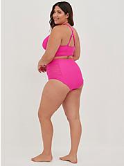 Plus Size Lattice Side Swim Brief - Bright Pink , PINK GLO, alternate