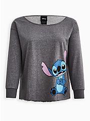 Plus Size Disney Lilo & Stitch Off Shoulder Sweatshirt - Cotton-Blend Grey, MEDIUM HEATHER GREY, hi-res