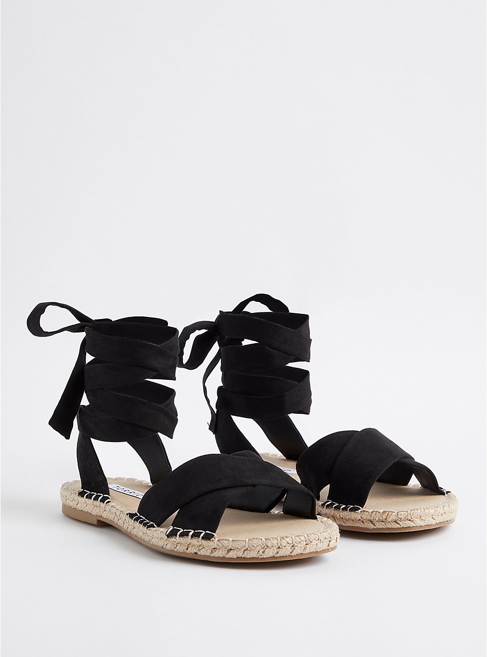 Plus Size Espadrille Sandal - Faux Suede Black (WW), BLACK, hi-res