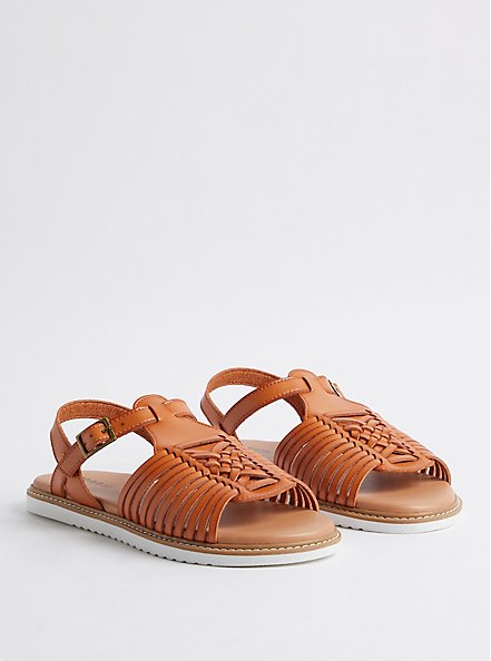 Plus Size Huarache Sandal - Tan (WW), TAN/BEIGE, hi-res