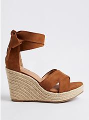 Plus Size Lace-Up Espadrille Wedge - Brown (WW), BROWN, alternate