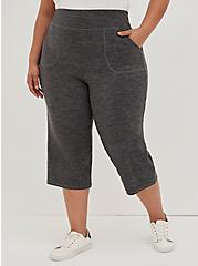 Plus Size Crop Yoga Pant - Super Soft Performance Jersey Grey, CHARCOAL, alternate