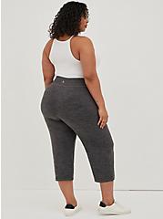 Crop Yoga Pant - Super Soft Performance Jersey Grey, CHARCOAL, alternate