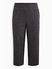 Plus Size Crop Yoga Pant - Super Soft Performance Jersey Grey, CHARCOAL, hi-res