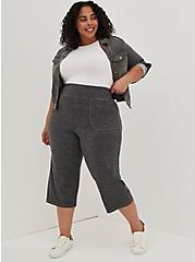 Plus Size Crop Yoga Pant - Super Soft Performance Jersey Grey, CHARCOAL, hi-res