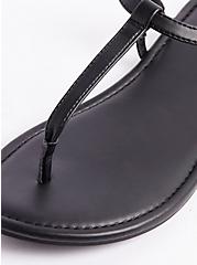 Plus Size T- Strap Sandal - Faux Leather Black (WW), BLACK, alternate