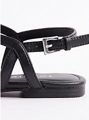 T- Strap Sandal - Faux Leather Black (WW), BLACK, alternate
