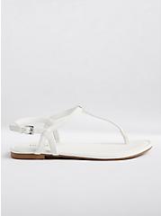Plus Size T-Strap Sandal - Faux Leather White (WW), WHITE, alternate