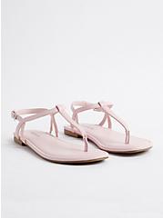 Plus Size T-Strap Sandal - Faux Leather Bubblegum Pink (WW), BUBBLEGUM, hi-res