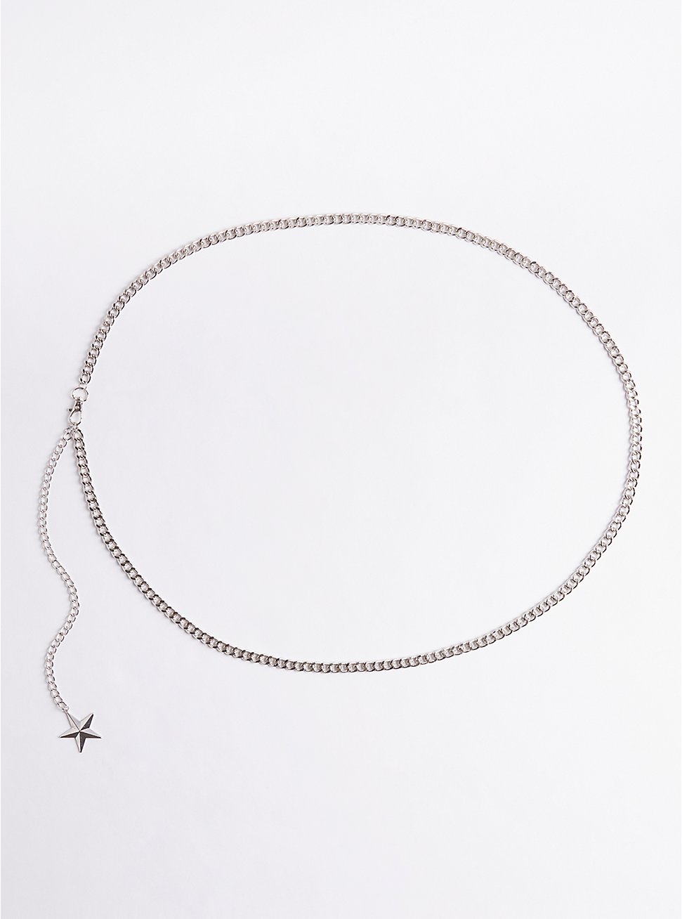 Plus Size Chain Belt with Star - Silver Tone, SILVER, hi-res