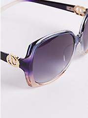 Ombre Square Sunglasses with Smoke Lens - Purple, , alternate