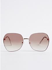 Plus Size Square Sunglasses with Side Vent - Metal White, , hi-res
