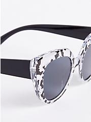 Cat Eye Sunglasses with Smoke Lens - Black & White, , alternate