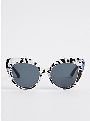Cat Eye Sunglasses with Smoke Lens - Black & White, , hi-res