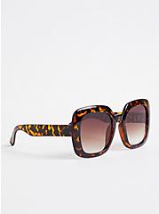 Plus Size Tortoise Shell Square Oversized Sunglasses - Brown , , alternate