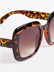 Plus Size Tortoise Shell Square Oversized Sunglasses - Brown , , alternate