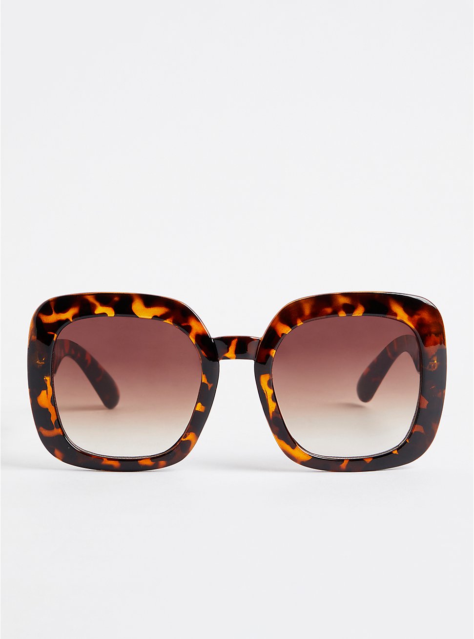 Plus Size Tortoise Shell Square Oversized Sunglasses - Brown , , hi-res