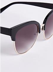 Plus Size Retro Cat Eye Sunglasses - Black & Gold Tone, , alternate