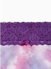 Plus Size Wide Lace Trim Cheeky Panty - Cotton Purple Tie Dye, MAGIC SKY PURPLE, alternate
