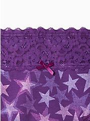 Plus Size Wide Lace Trim Hipster Panty - Cotton Stars Purple, DOTTED STARS PURPLE, alternate