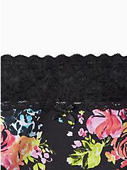 Plus Size Wide Lace Trim Hipster Panty - Cotton Floral Black, SWEET LOLA FLORAL BLACK, alternate