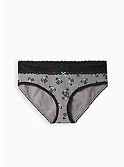 Wide Lace Hipster Panty - Cotton Pugs Grey, PUG PARADISE GREY, hi-res