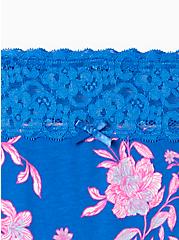 Plus Size Wide Lace Trim Hipster Panty - Cotton Floral Blue, LILLIAN FLORAL BLUE, alternate