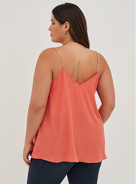 Plus Size Sophie Chainlink Cami - Georgette Coral, CORAL, alternate