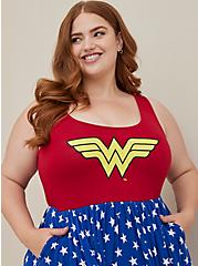 DC Wonder Woman Skater Dress - Super Soft Stars Red & Blue, MULTI, alternate