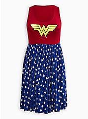 DC Wonder Woman Skater Dress - Super Soft Stars Red & Blue, MULTI, hi-res