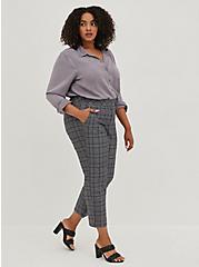 Pull-On Tapered Pant - Luxe Ponte Plaid Grey & Blue, PLAID - GREY, hi-res