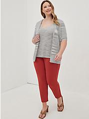 Short Sleeve Cardigan Sweater - Grey, GREY, alternate