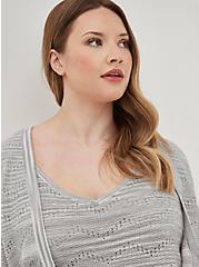Short Sleeve Cardigan Sweater - Grey, GREY, alternate