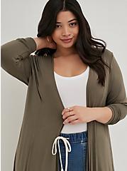 Plus Size Fit & Flare Duster - Super Soft Olive, GREEN, alternate